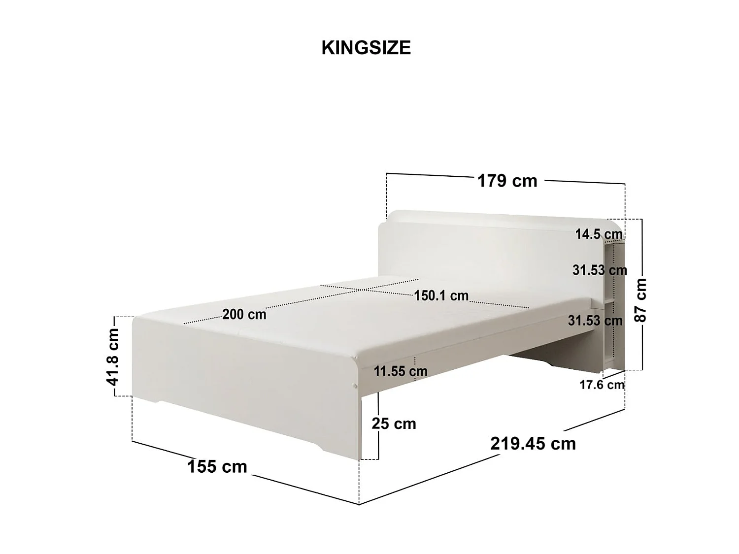 Noomi Evie Storage Bed with Headboard White Kingsize