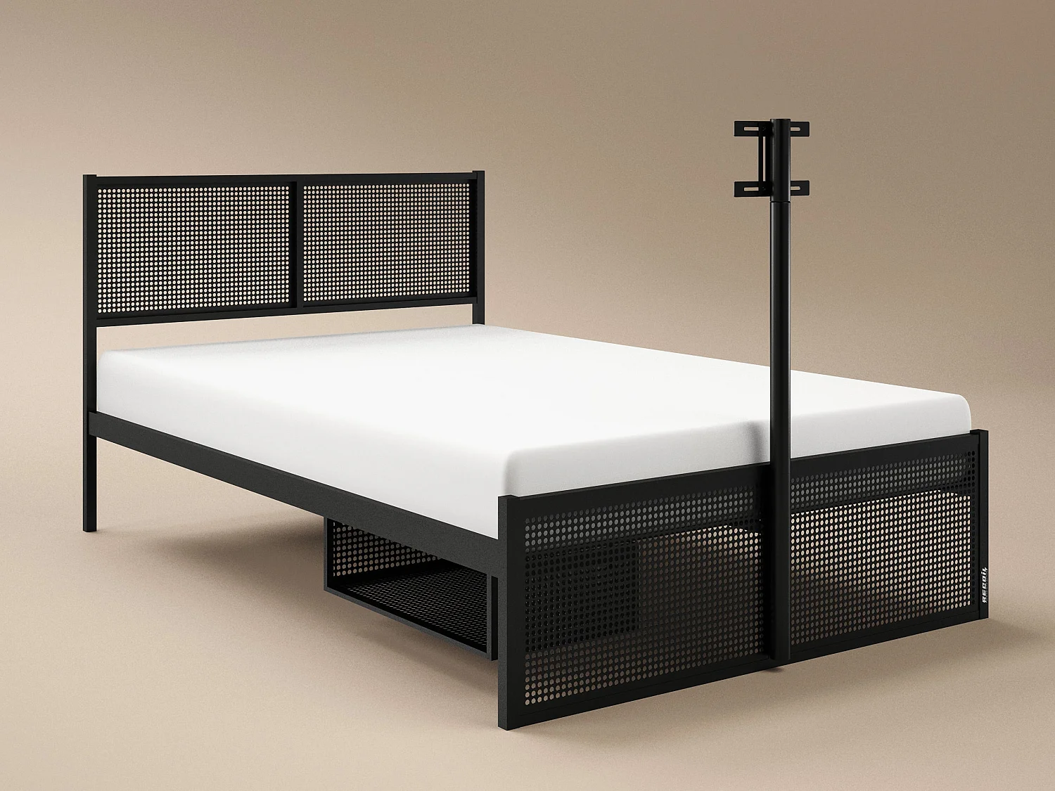 Recoil Kage Metal TV Bed with Storage & LED Black Small Double