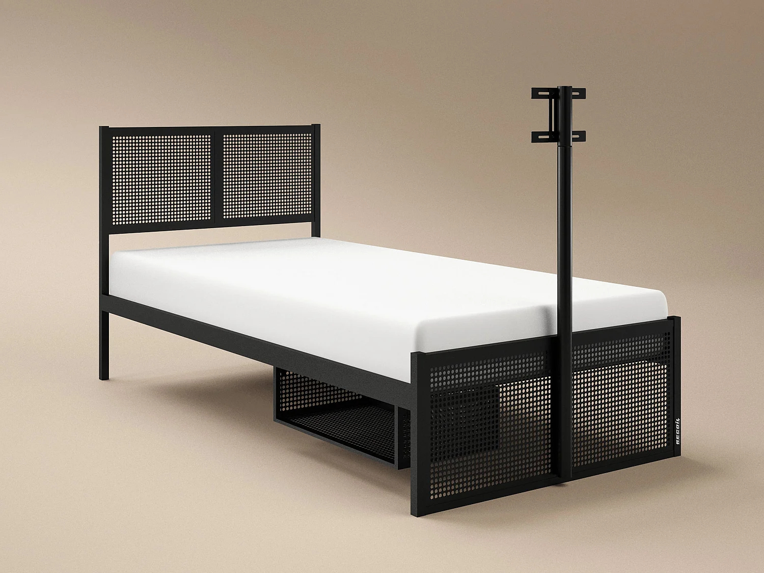 Recoil Kage Metal TV Bed with Storage & LED Black Single