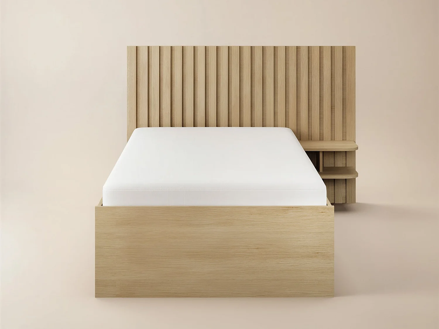 SOLACE+CO Taylor Single Bed Frame with Drawers & Integrated Bedside Table Oak
