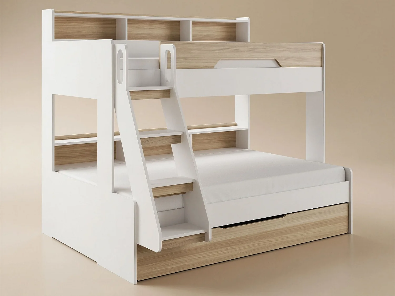 Flair Interstellar Triple Bunk Bed with Storage Oak