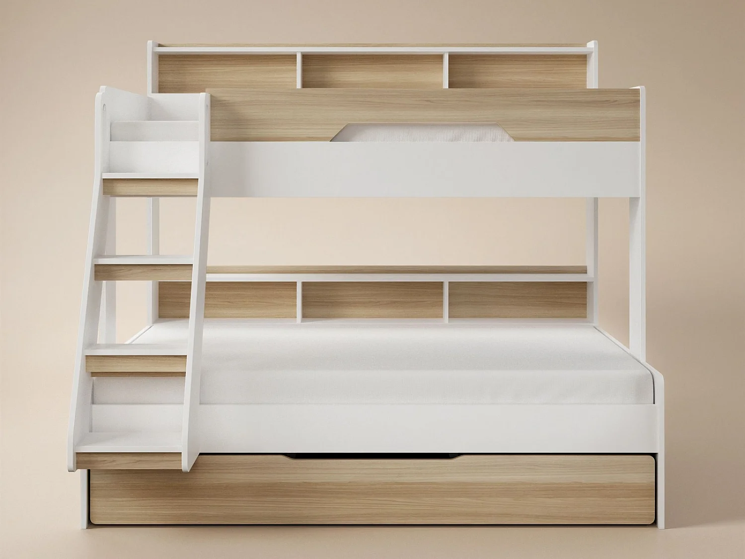 Flair Interstellar Triple Bunk Bed with Storage Oak