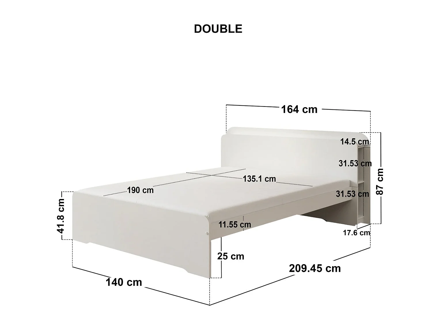 Noomi Evie Storage Bed with Headboard White Double