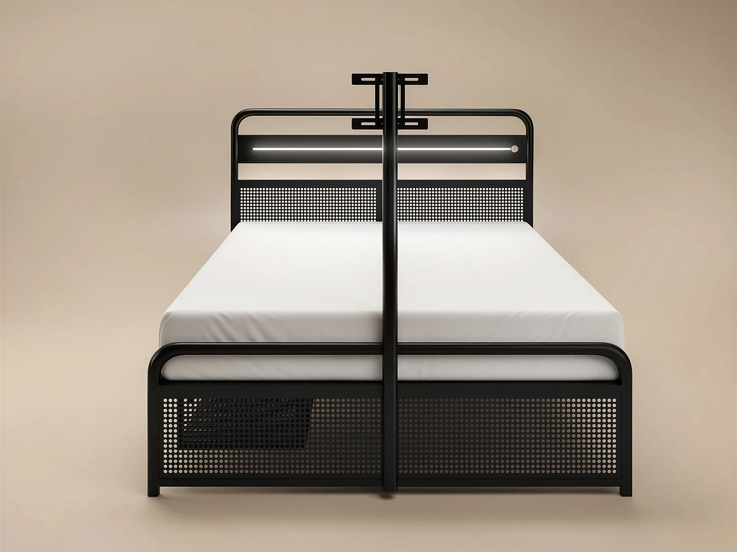 Recoil Panther Metal TV Bed with Storage and LED Headboard Black Metal Small Double