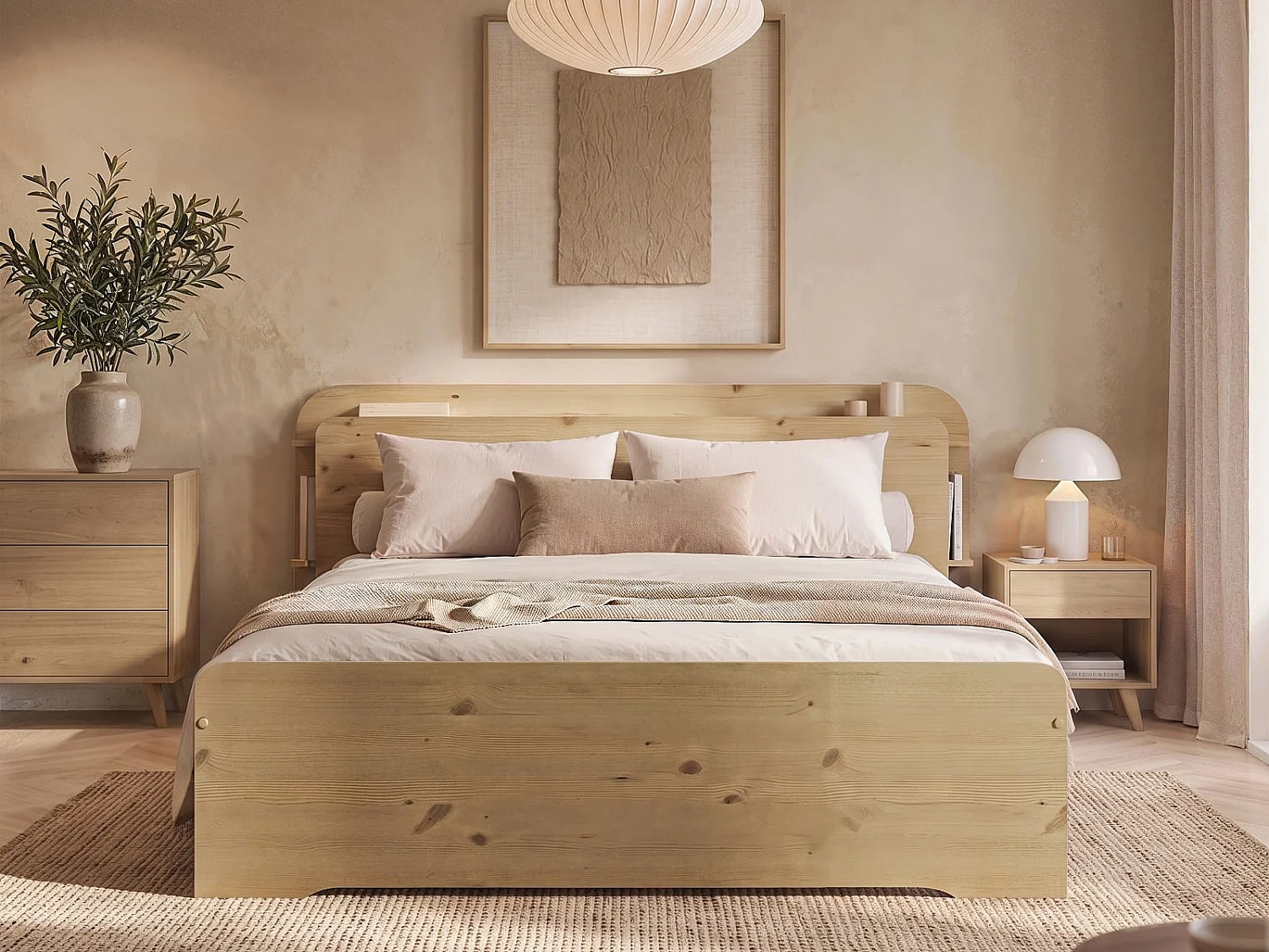 Noomi Evie Storage Bed with Headboard Oak Double