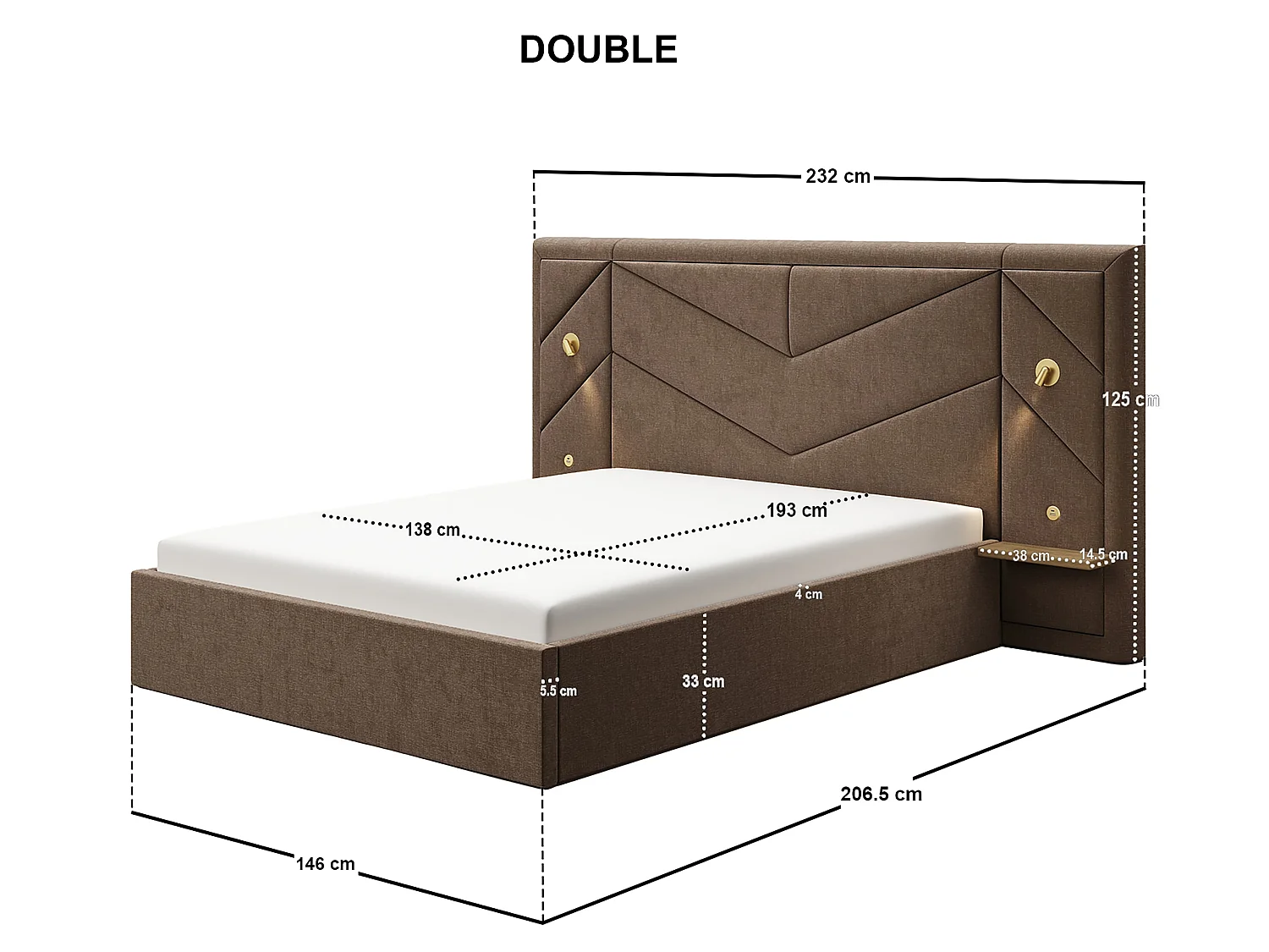 Flair Alice Hotel Ottoman Bed Double Brown Chenille