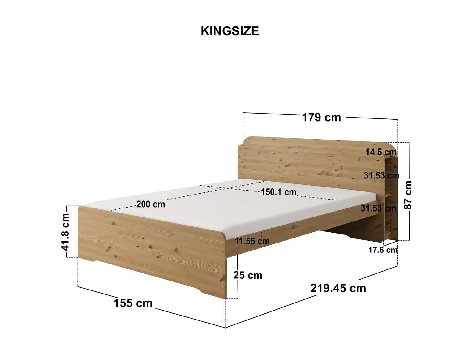 Noomi Evie Storage Bed with Headboard Oak Kingsize