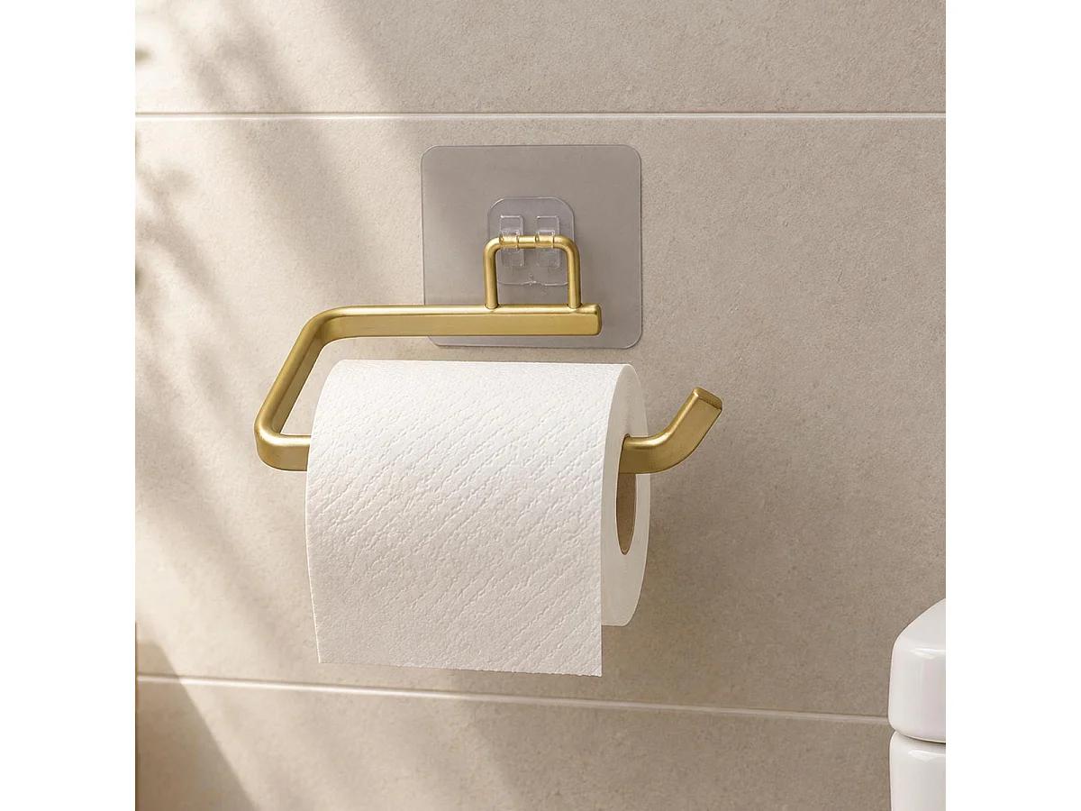 Dérouleur Papier WC Adhésif "Filaire Aluminium" 14cm Or