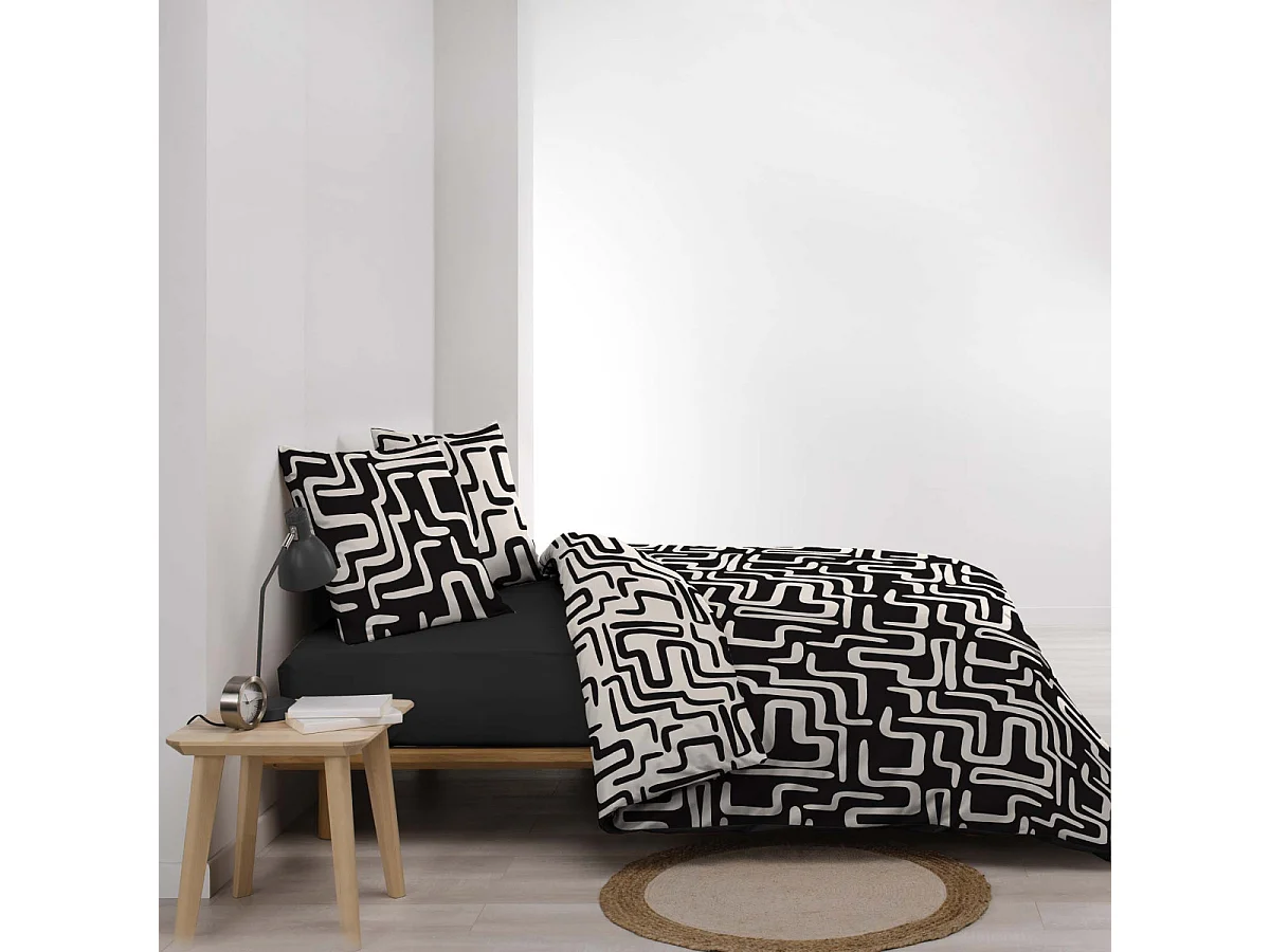 Parure de Lit 3 Pièces "Clover" 240x220cm Noir