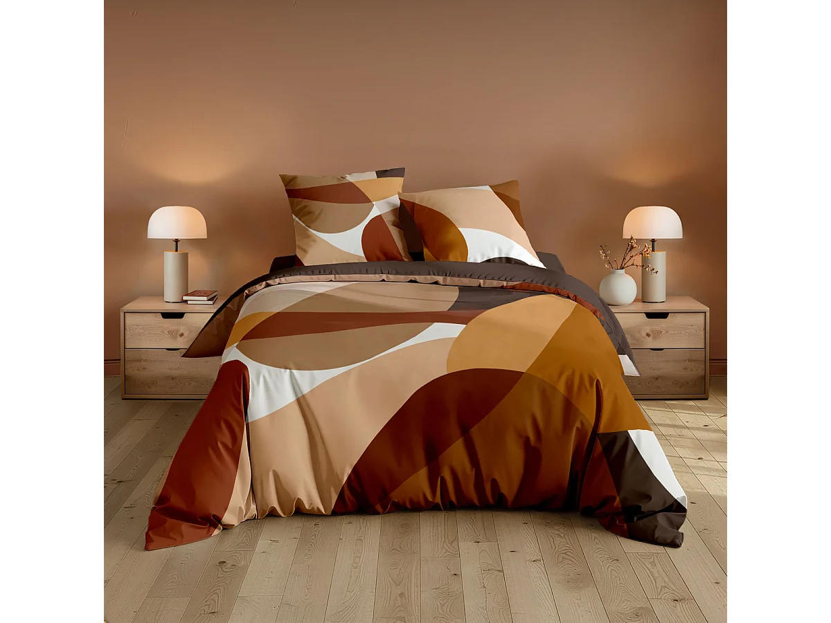 Parure de Lit 3 Pièces "Boogie" 240x220cm Marron