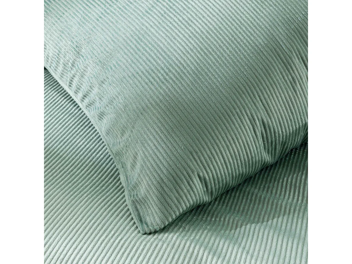 Parure de Lit 3 Pièces Velours "Casual" 240x220cm Vert Cèdre