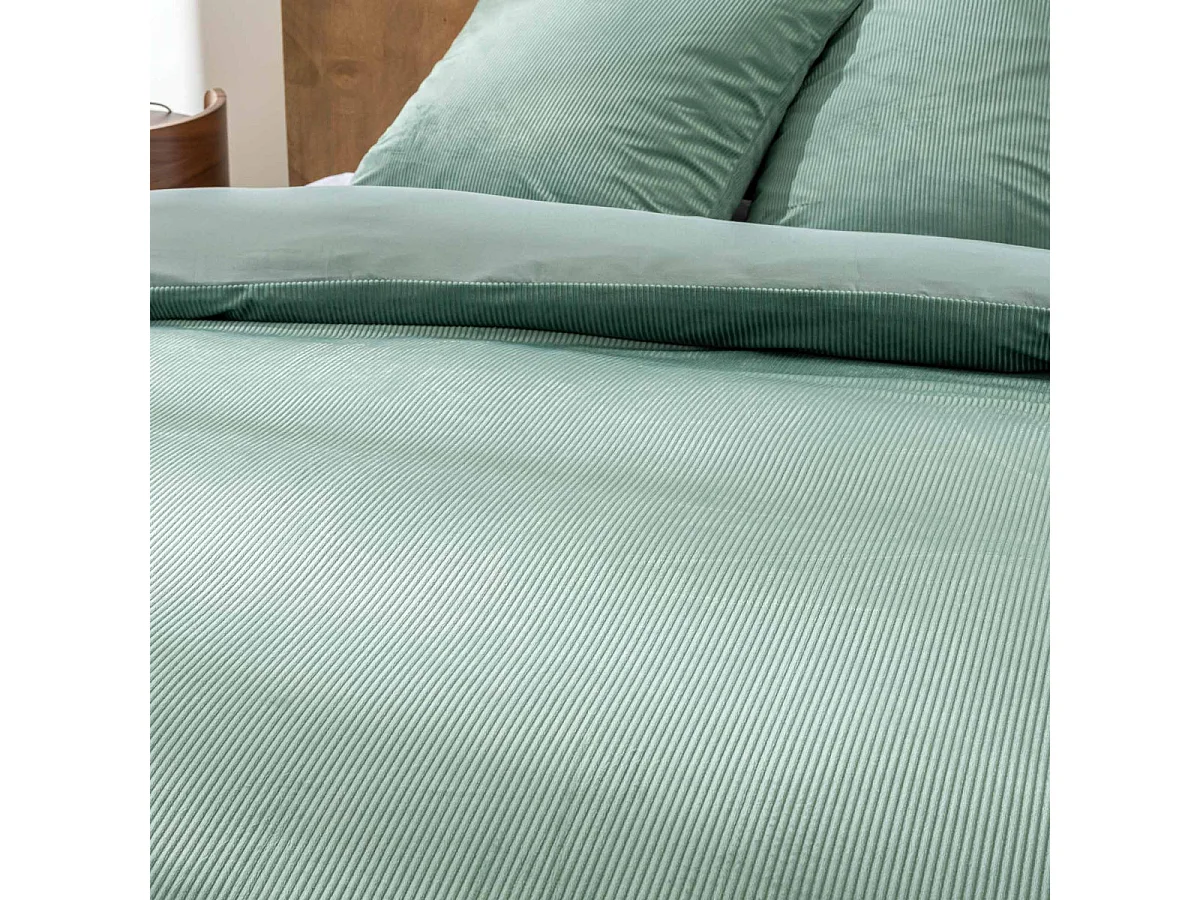 Parure de Lit 3 Pièces Velours "Casual" 240x220cm Vert Cèdre