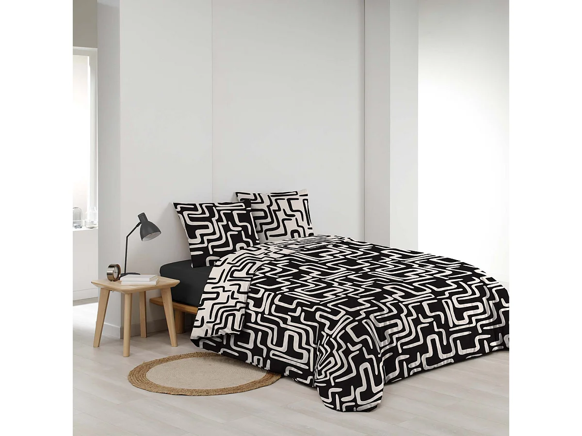 Parure de Lit 3 Pièces "Clover" 260x240cm Noir