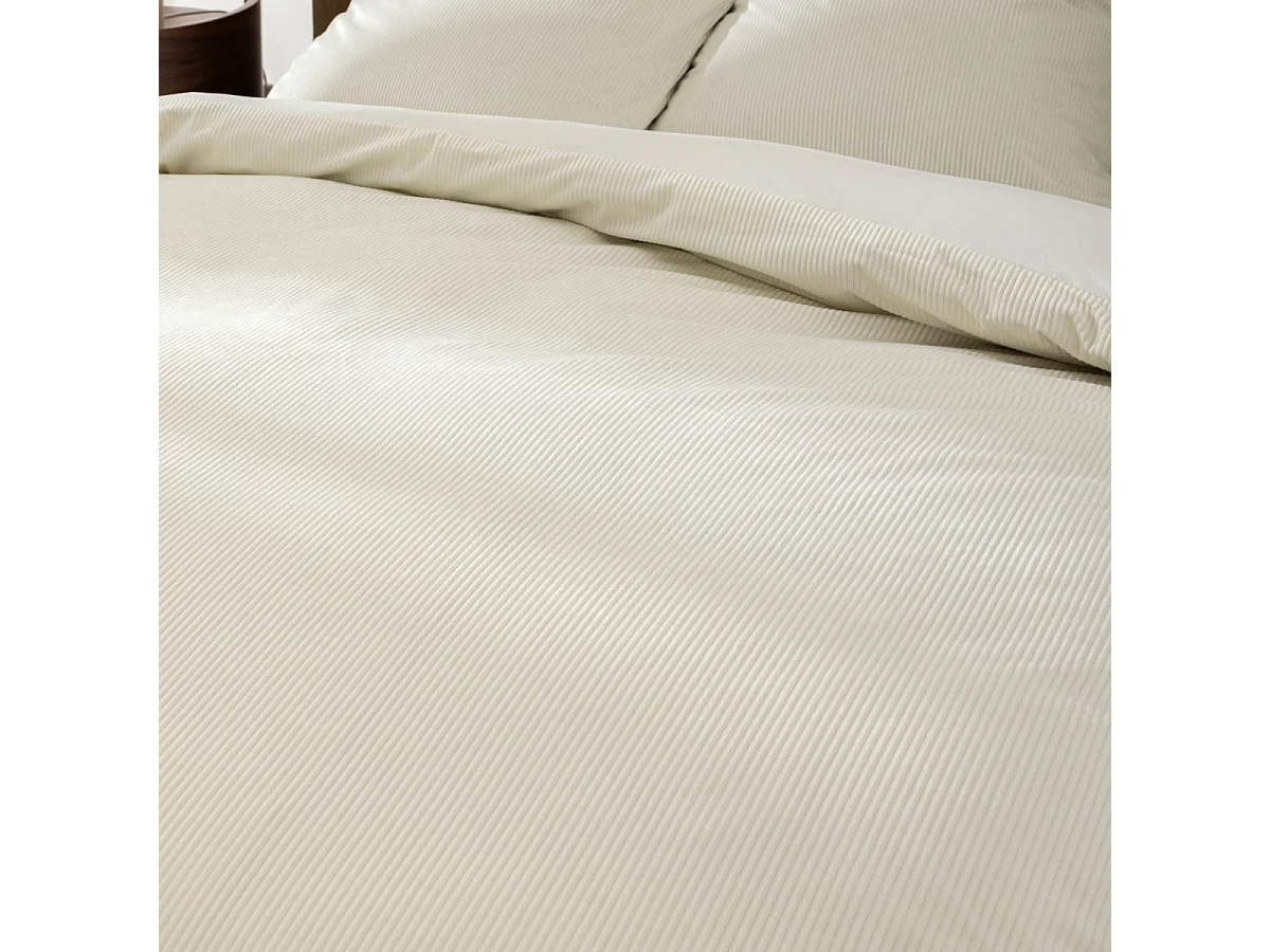 Parure de Lit 3 Pièces Velours "Casual" 240x220cm Naturel