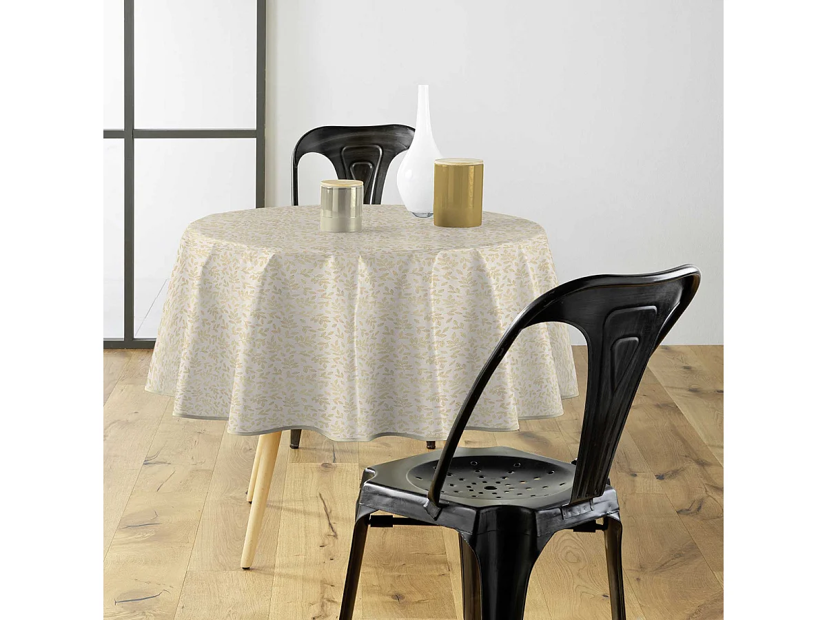 Nappe Antitache Métallisé "Capucine" 180cm Doré