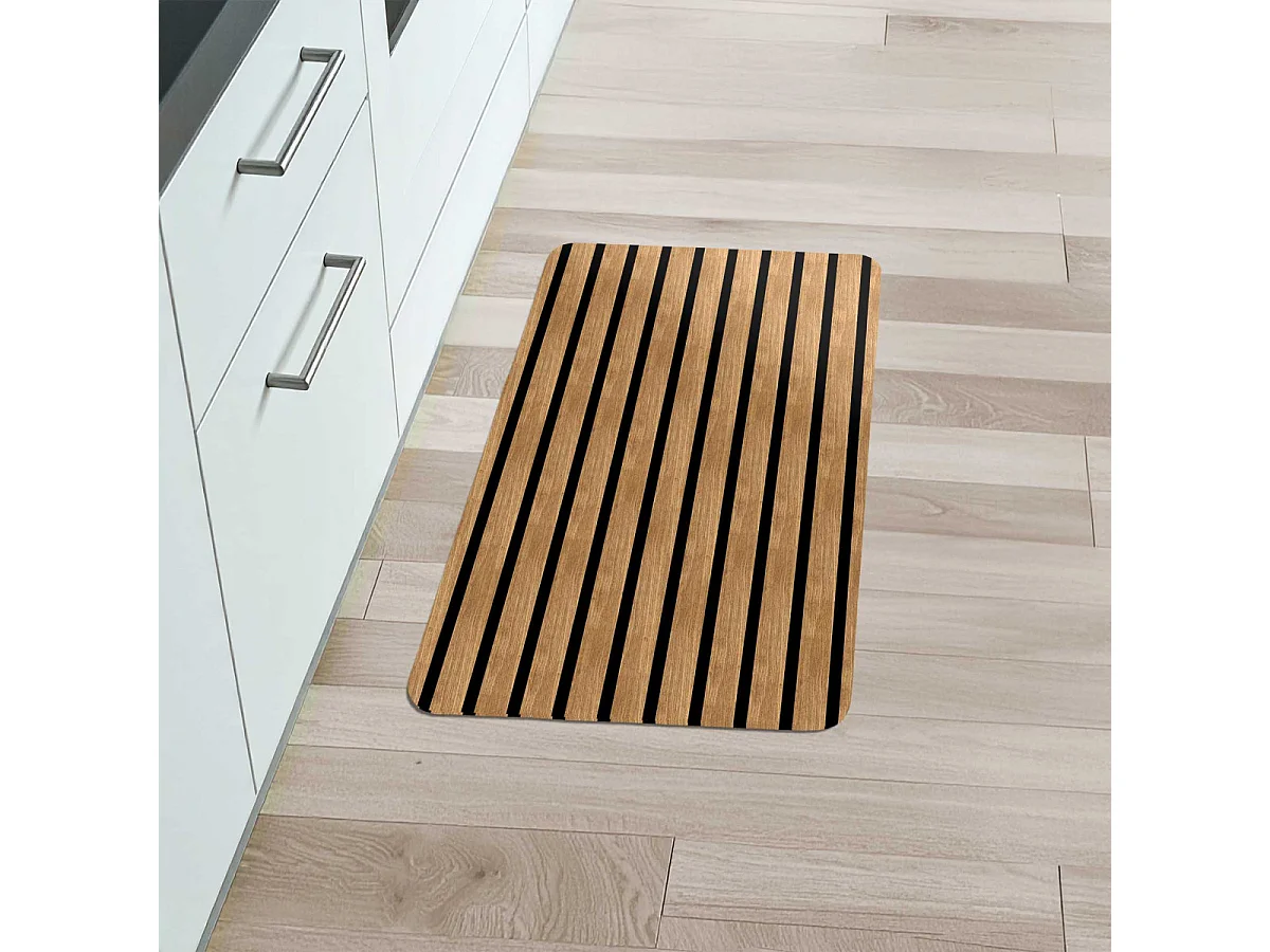 Tapis Mousse Effet Bois "Lattae" 45x75cm Naturel