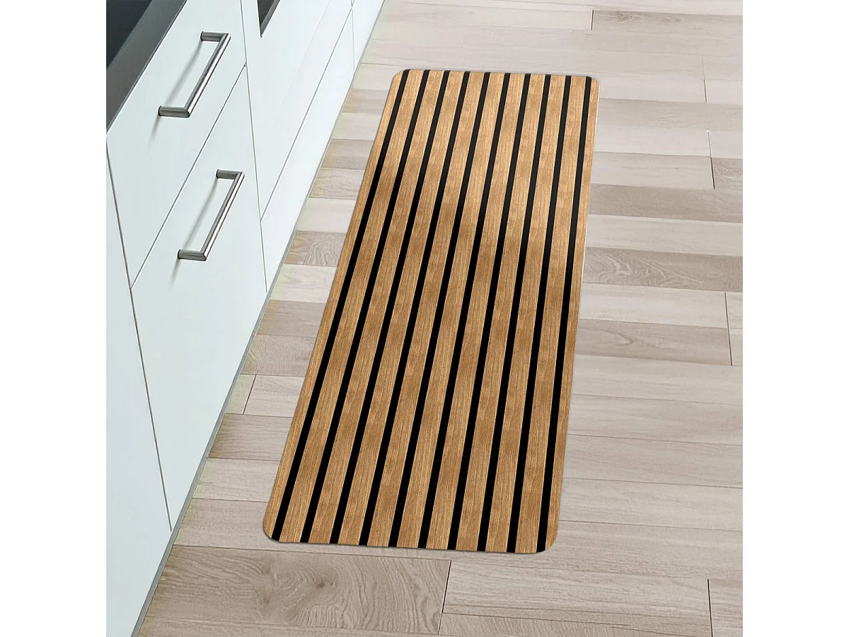 Tapis Mousse Effet Bois "Lattae" 45x120cm Naturel