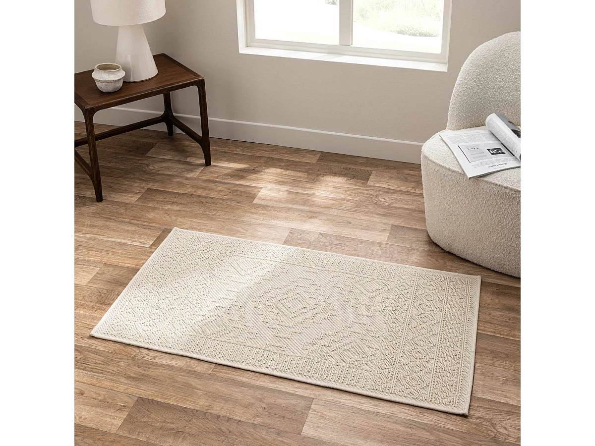 Tapis Tissé en Relief "Canyon" 60x110cm Naturel