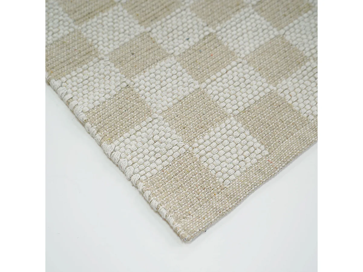 Tapis Damier en Coton "Jenna" 50x80cm Naturel