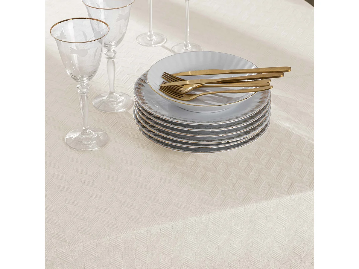 Nappe de Table Jacquard "Elyse" 140x240cm Naturel