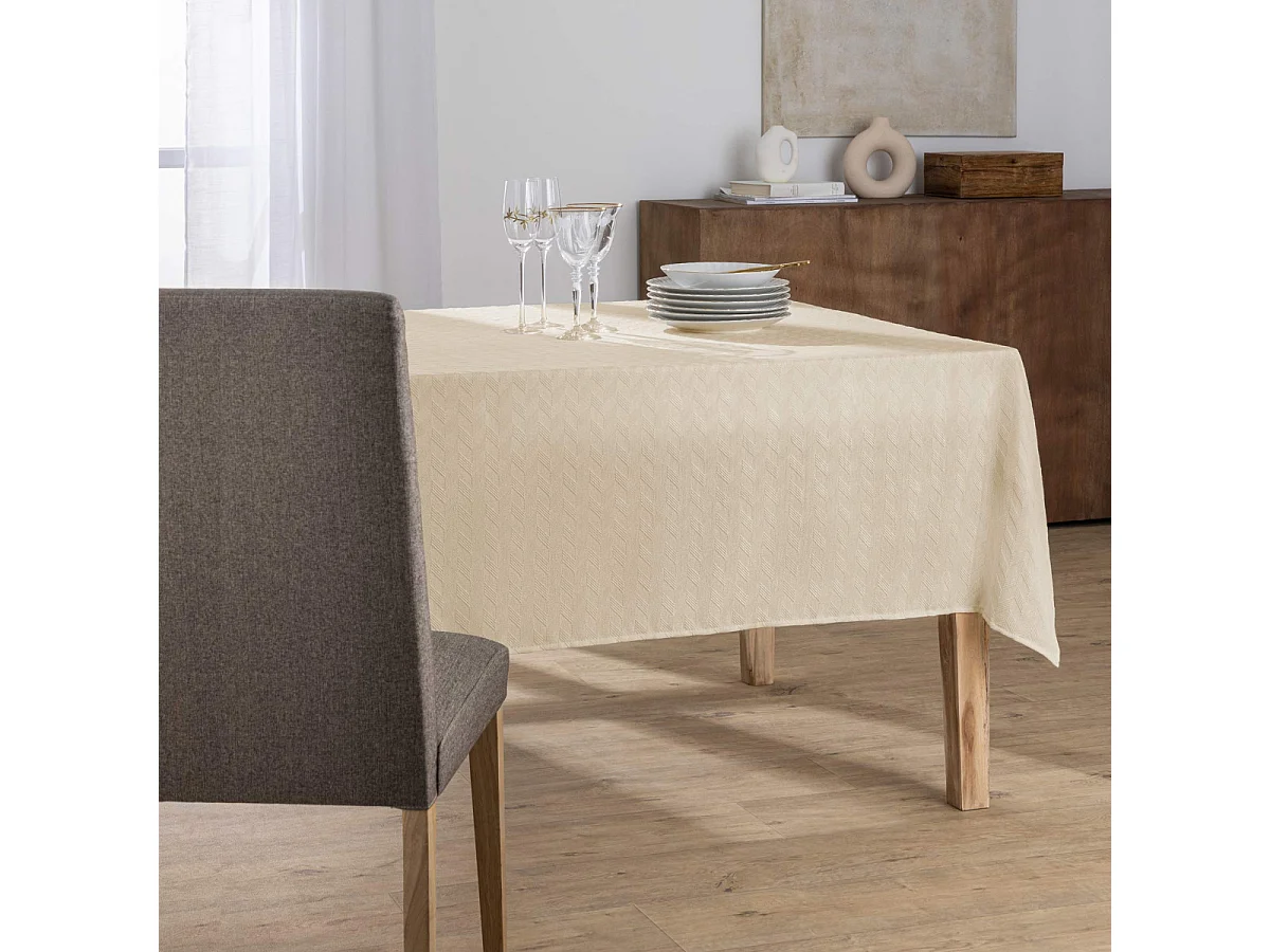 Nappe de Table Jacquard "Elyse" 140x240cm Naturel