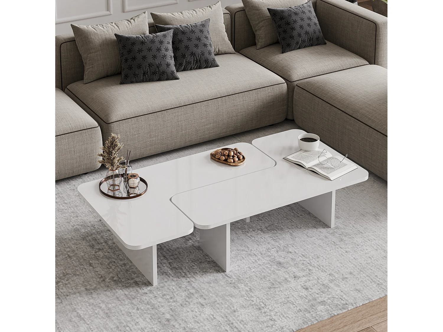 Table basse Toro - Set de 2 - Modulaire (Blanc)