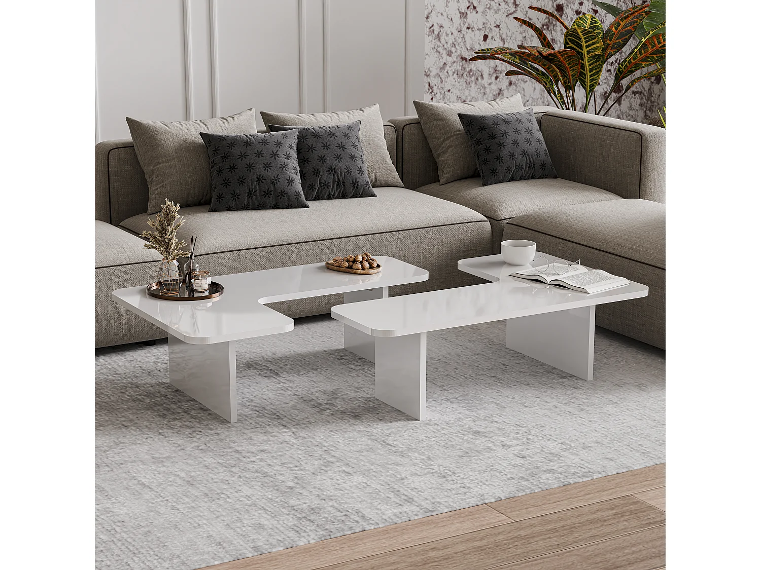 Table basse Toro - Set de 2 - Modulaire (Blanc)