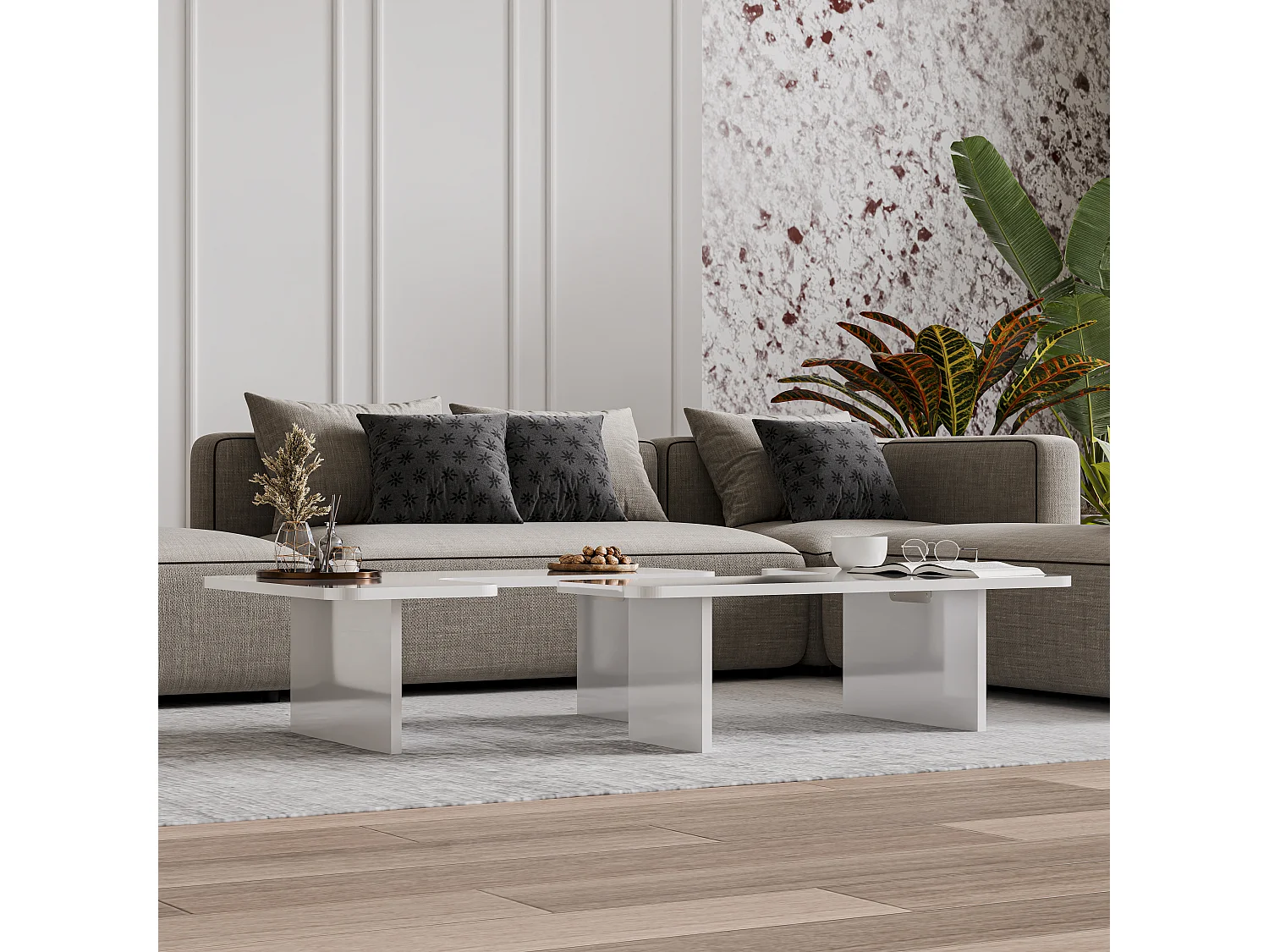 Table basse Toro - Set de 2 - Modulaire (Blanc)