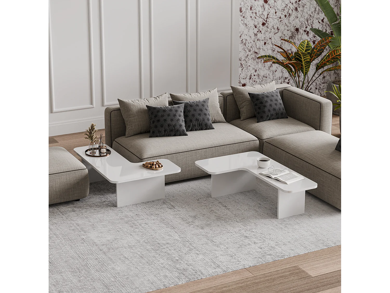 Table basse Toro - Set de 2 - Modulaire (Blanc)