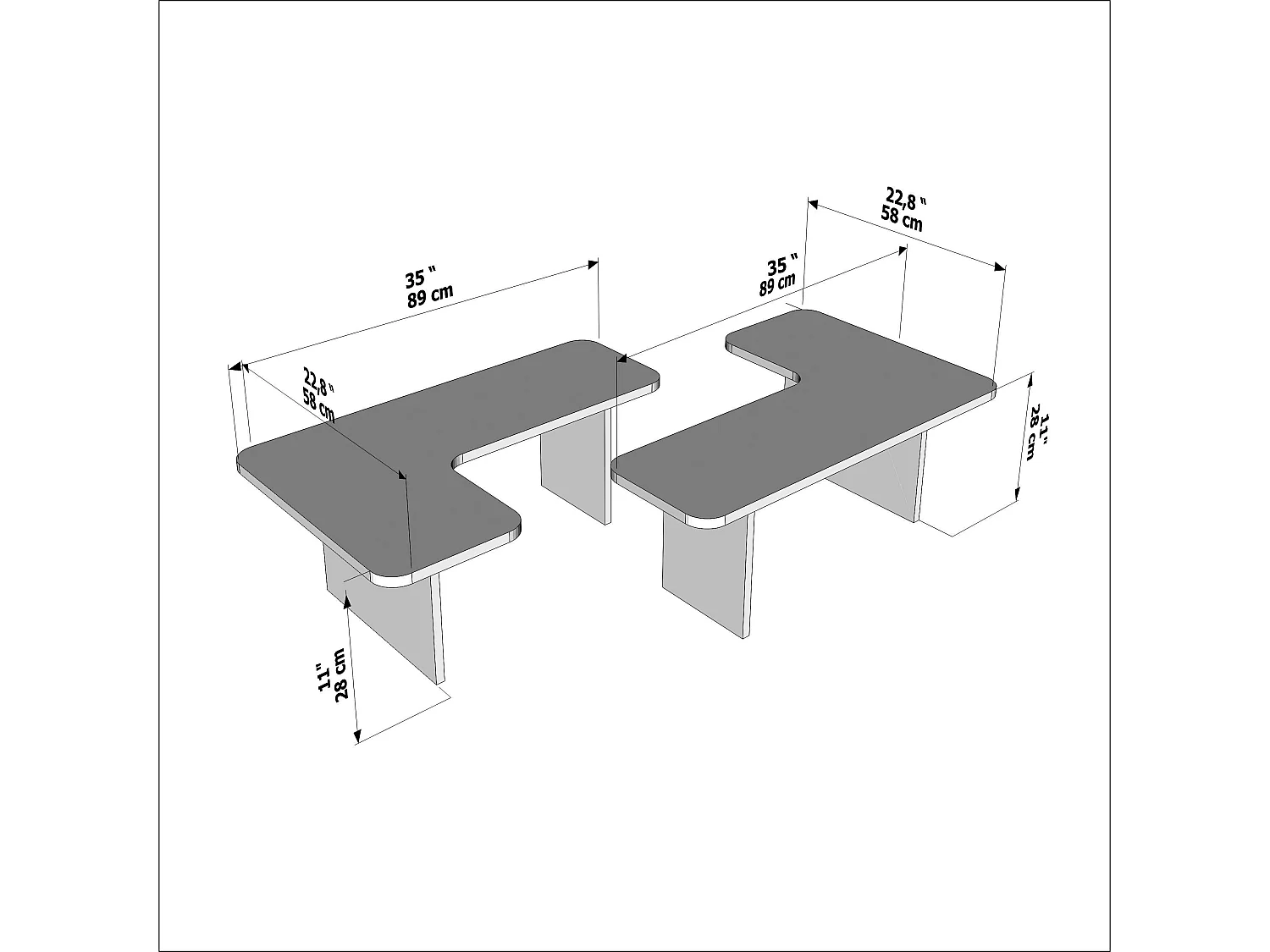 Table basse Toro - Set de 2 - Modulaire (Blanc)