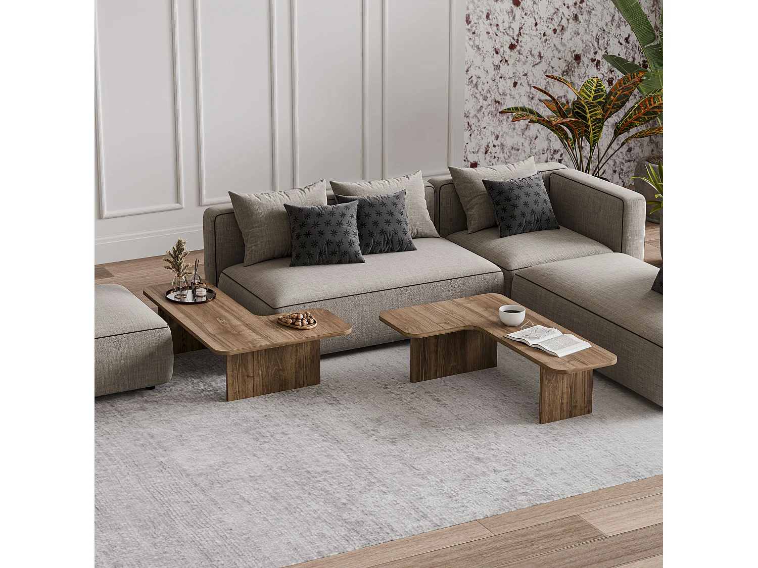 Table basse Toro - Set de 2 - Modulaire (Noyer)