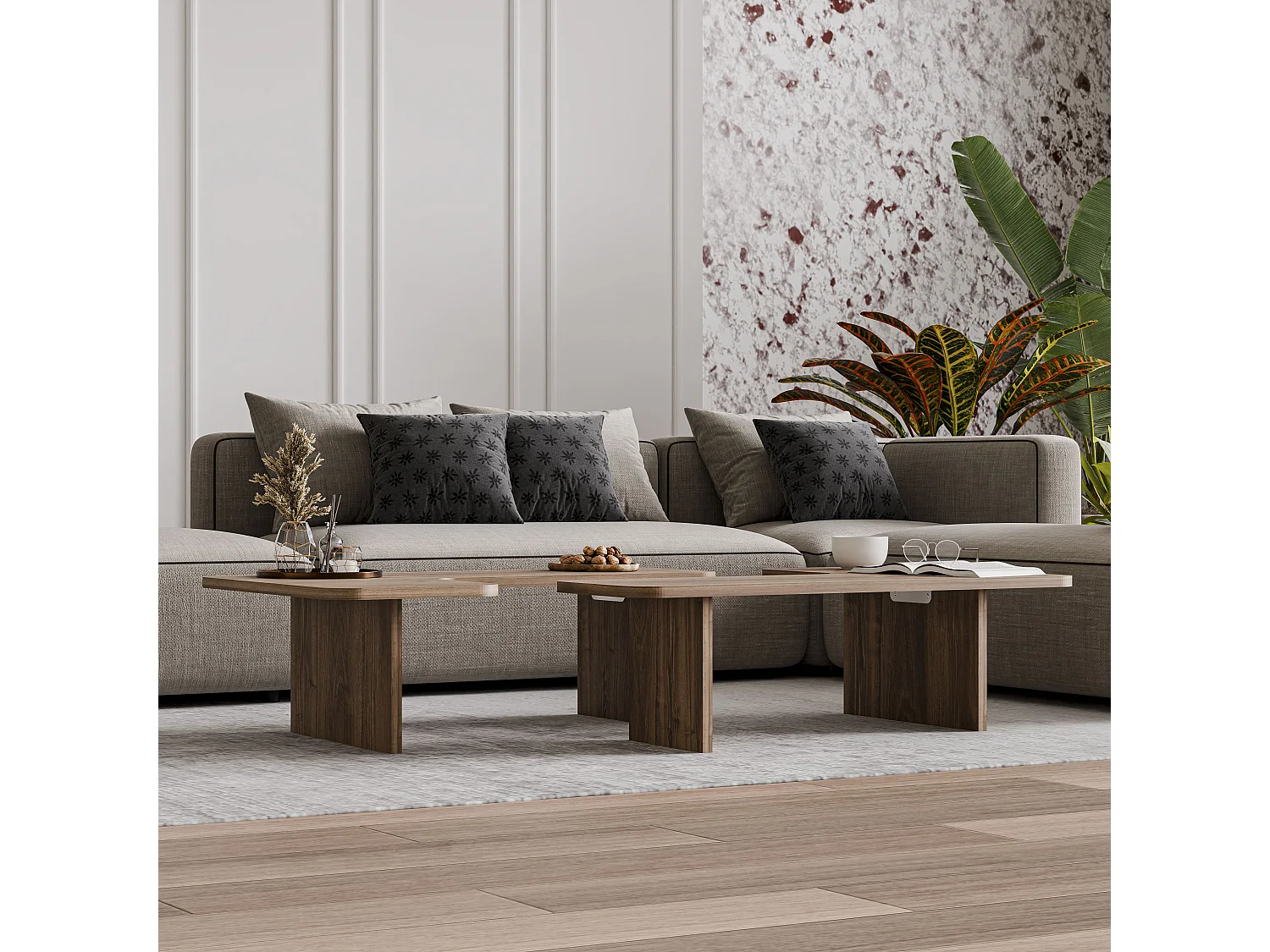 Table basse Toro - Set de 2 - Modulaire (Noyer)