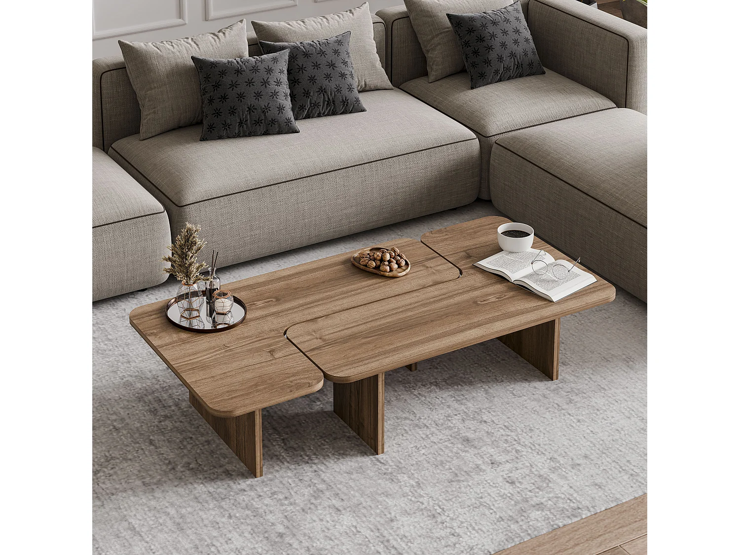 Table basse Toro - Set de 2 - Modulaire (Noyer)