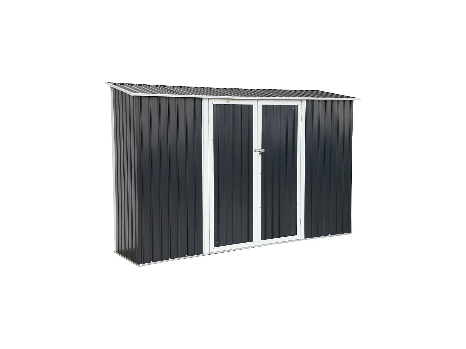 Abri de jardin à adosser acier galvanisé 2.57 m² avec kit d'ancrage anthracite et blanc - Vimeu