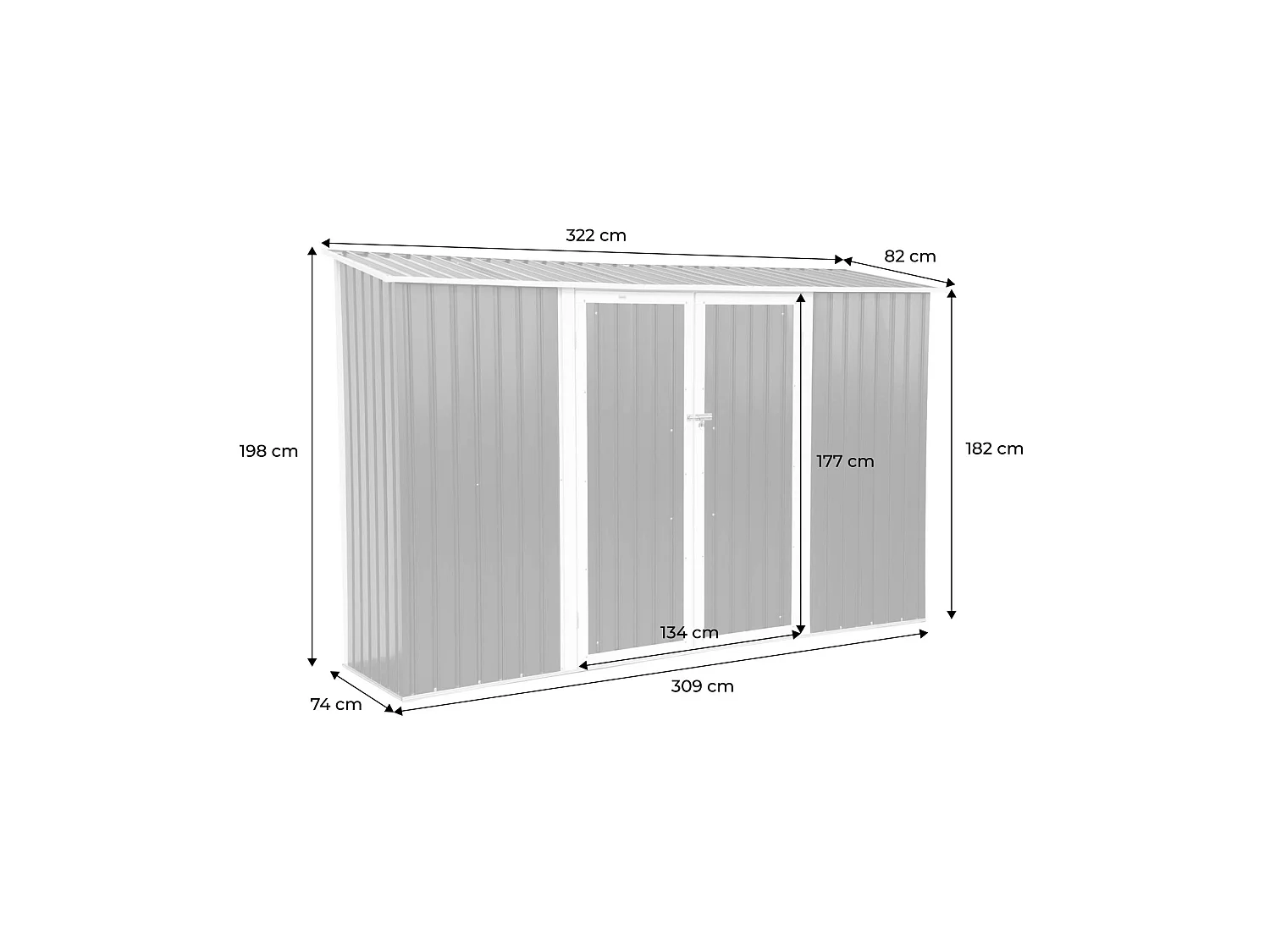 Abri de jardin à adosser acier galvanisé 2.57 m² avec kit d'ancrage anthracite et blanc - Vimeu