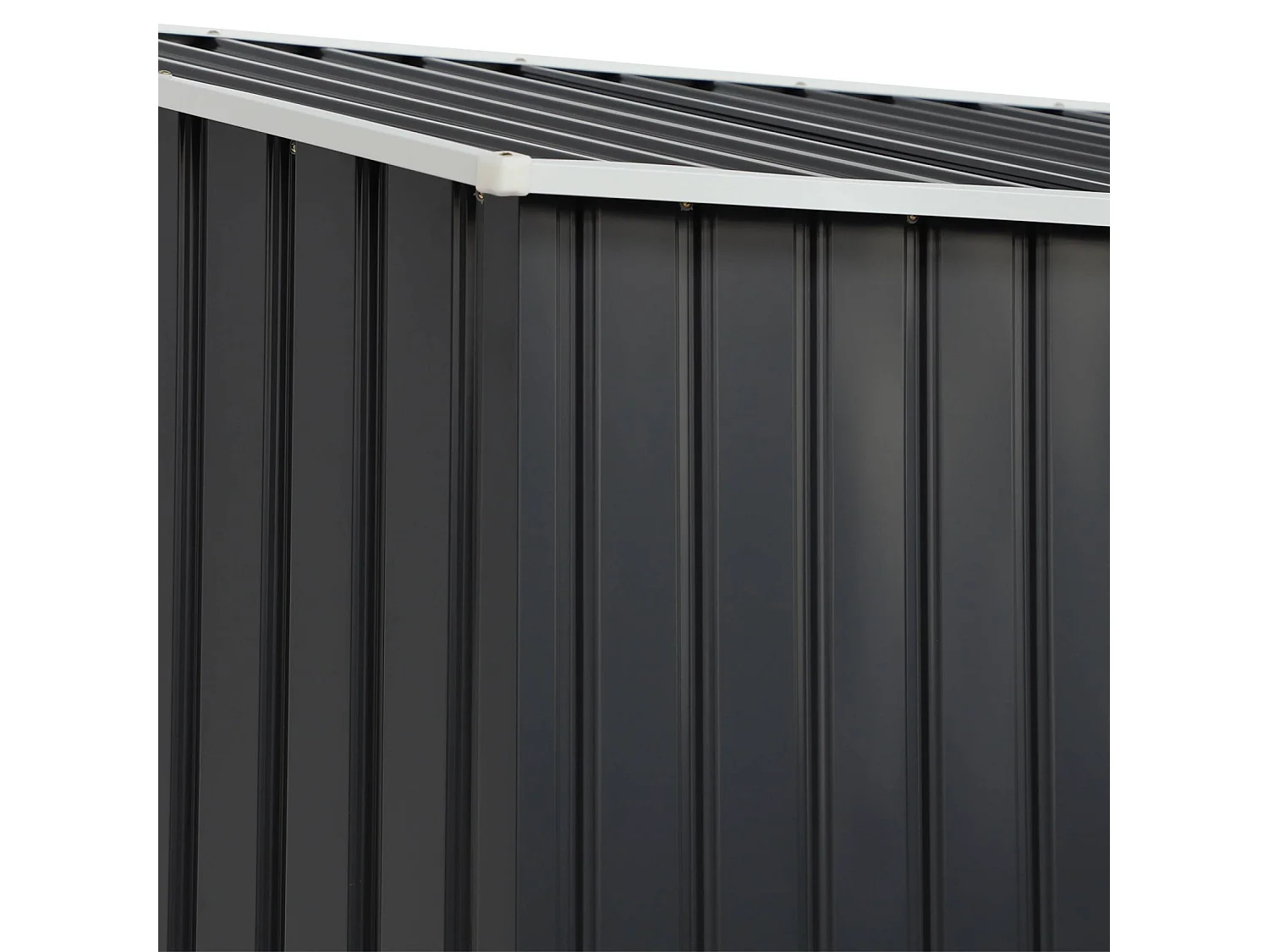 Abri de jardin à adosser acier galvanisé 2.57 m² avec kit d'ancrage anthracite et blanc - Vimeu