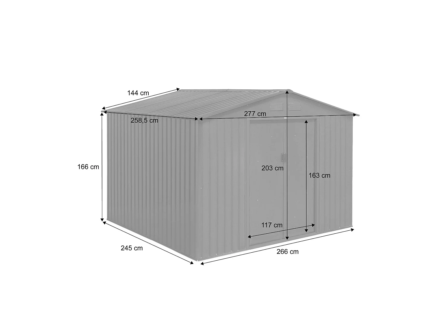 Abri de jardin en métal - Calaisis - 7.06m² bois et marron - Cabane à outils avec deux portes coulissantes. kit de fixation sol inclus. maison de rangement. remise
