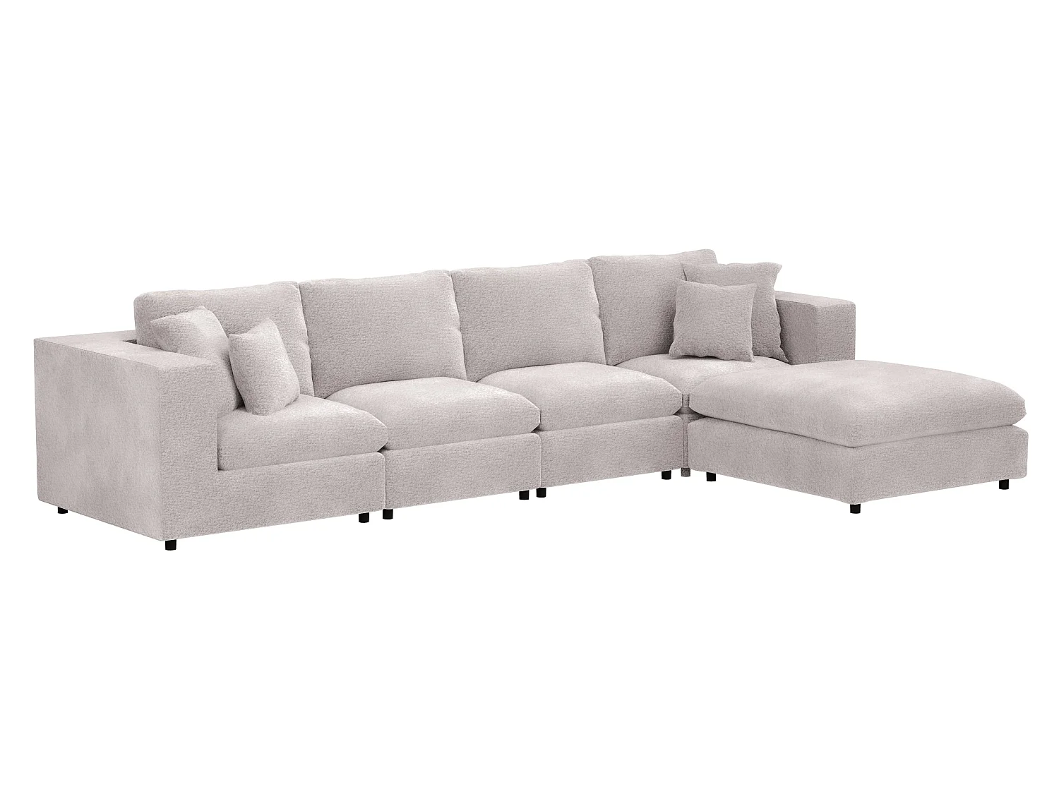 SOLACE+CO Asher Large Sofa with Reversible Footstool Beige Boucle