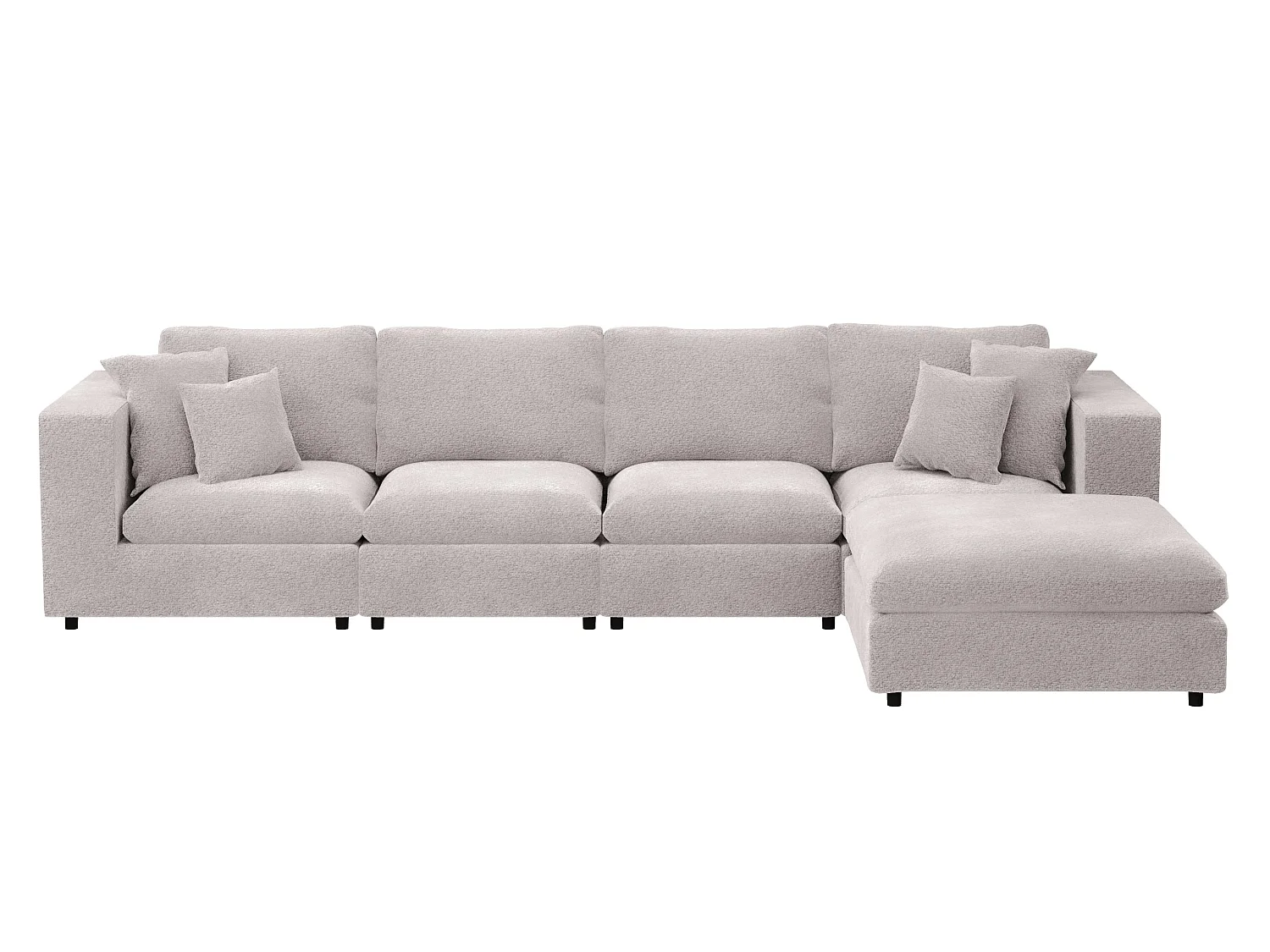 SOLACE+CO Asher Large Sofa with Reversible Footstool Beige Boucle