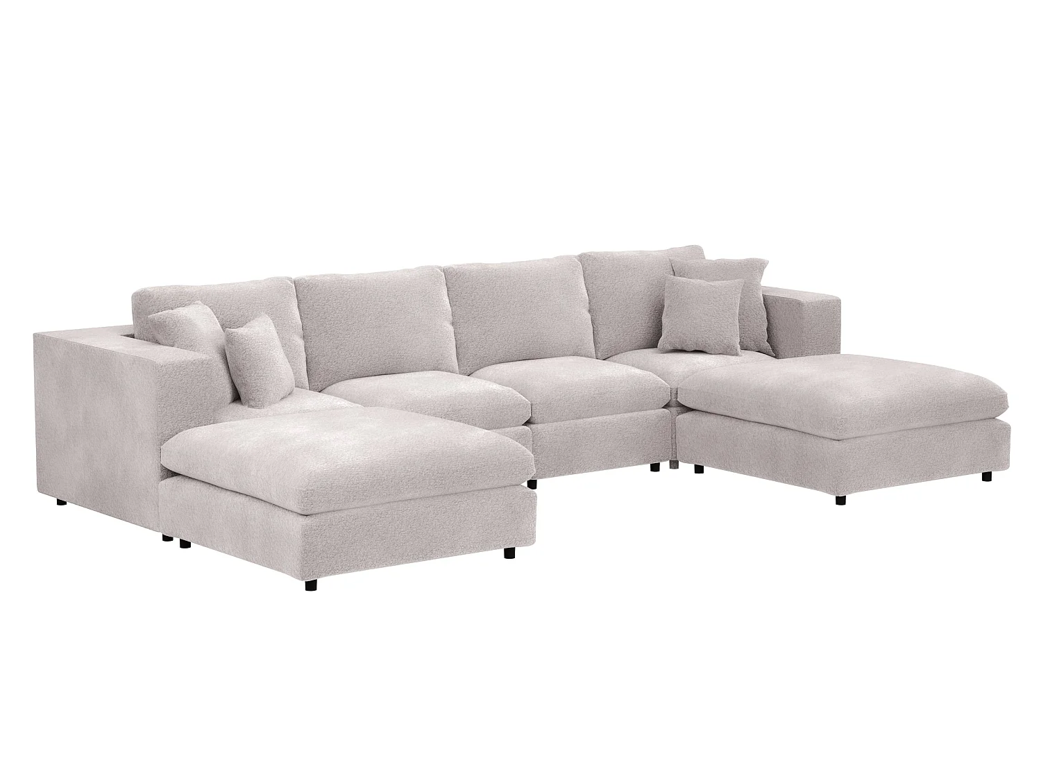 SOLACE+CO Asher Large U Shape Sofa Bundle Beige Boucle