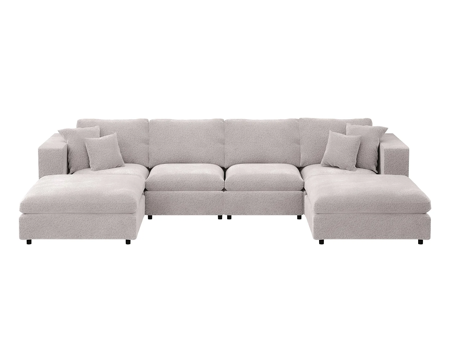 SOLACE+CO Asher Large U Shape Sofa Bundle Beige Boucle
