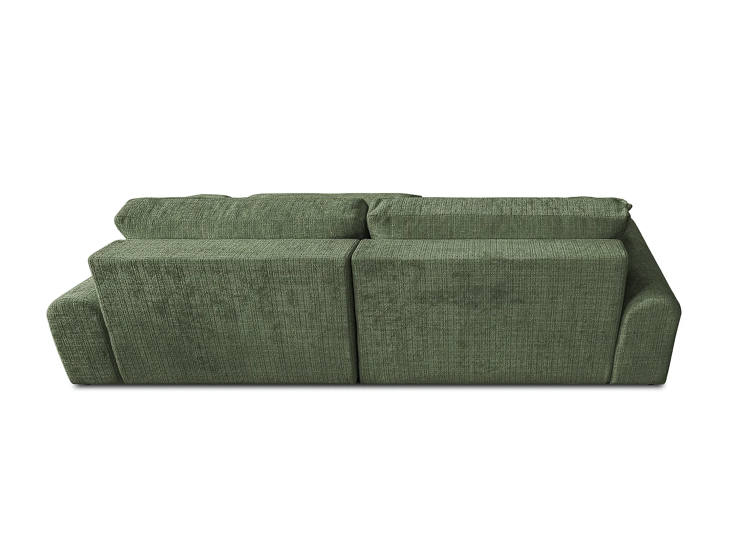 Élégant canapé d’angle avec fonction couchage et coffre de rangement, au style Japandi, en tissu chenille doux MELVANO