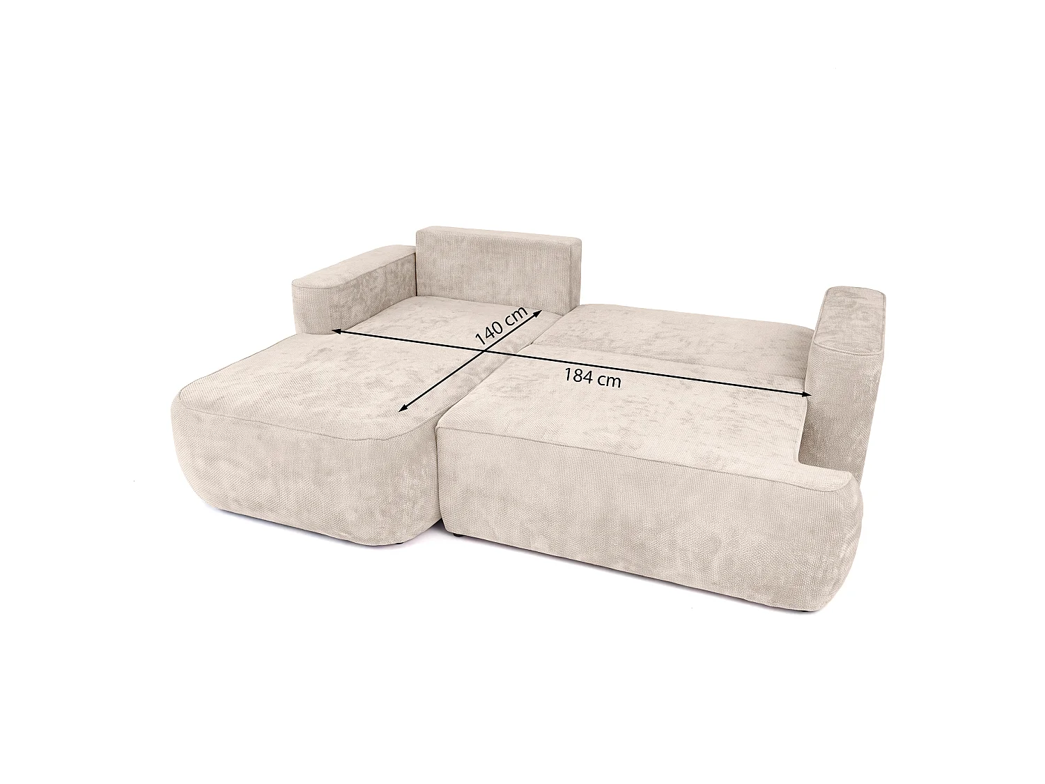Narożnik Moon Mini z funkcją spania, tkanina Flow, prawy, taupe (01)