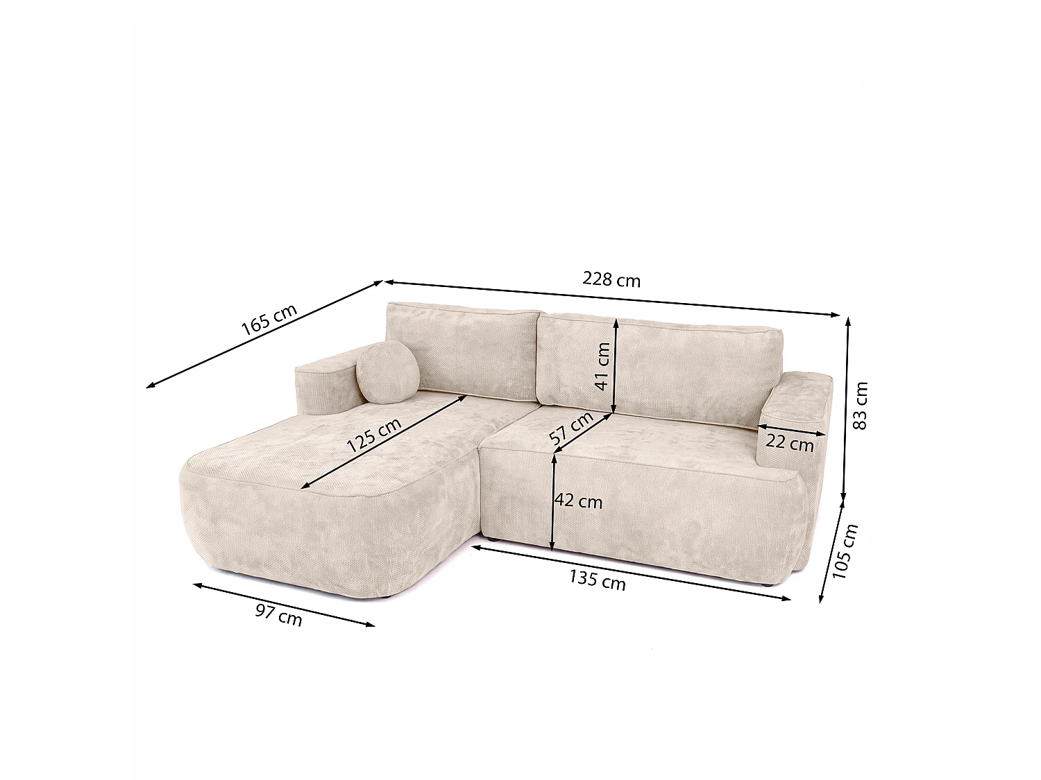 Narożnik Moon Mini z funkcją spania, tkanina Flow, prawy, antracyt (21)
