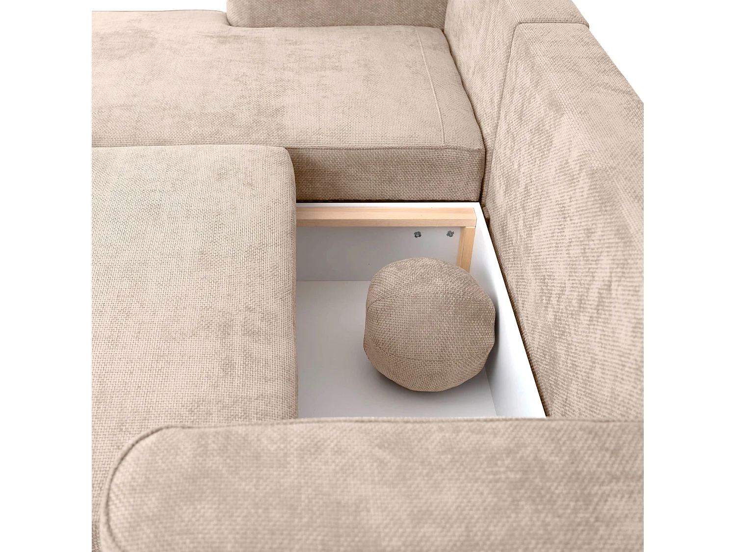 Moon Mini-Ecksofa mit Schlaffunktion, Stoff Flow, links, beige (02)