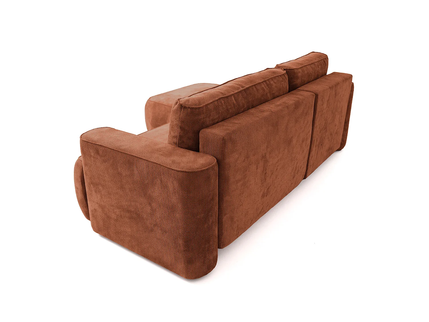 Moon Mini-hoekbank met slaapfunctie, Flow-stof, links, baksteenrood (09)