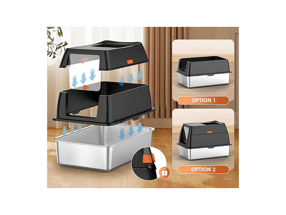 Bac à litière modulable 20L en inox Osiris