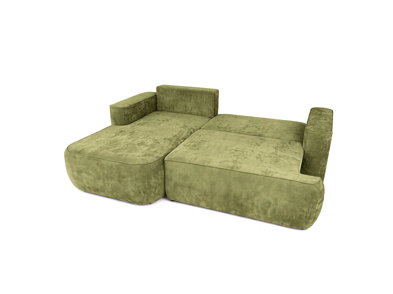 Moon Mini-hoekbank met slaapfunctie, Flow-stof, links, groen (12)