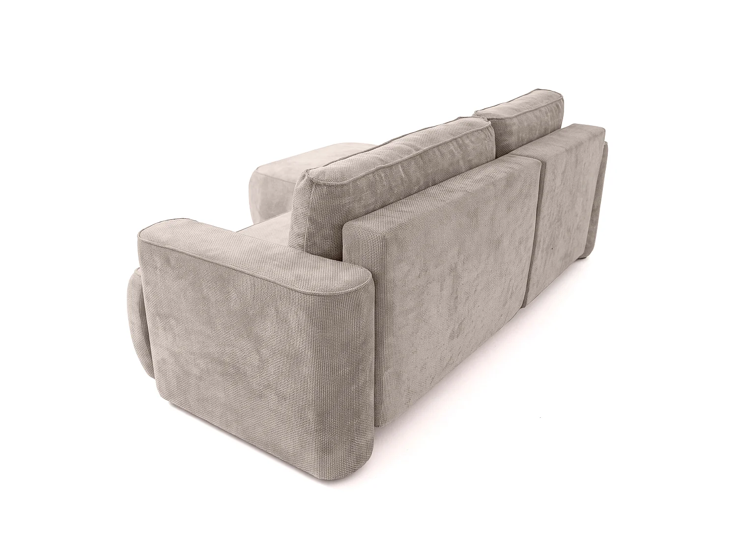 Canapé d'angle Moon Mini avec fonction couchage, tissu Flow, gauche, taupe (01)