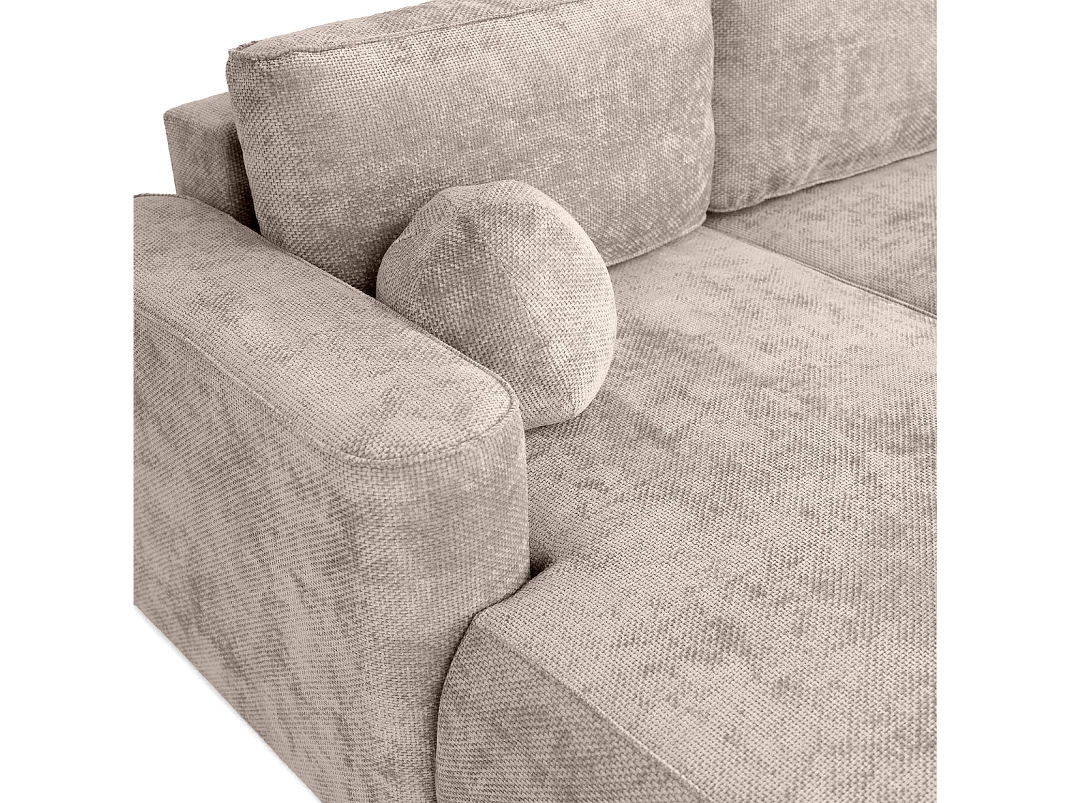 Canapé d'angle Moon Mini avec fonction couchage, tissu Flow, gauche, taupe (01)
